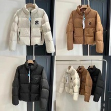 2025秋冬新款MLB男女情侣款刺绣LOGO休闲时尚宽松立领羽绒服外套