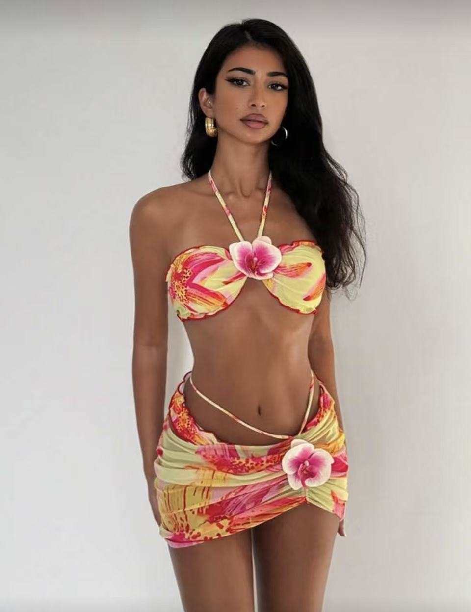 Women's Three Piece Bikini Set Triangle Style Sexy Swimwear_voghion.com