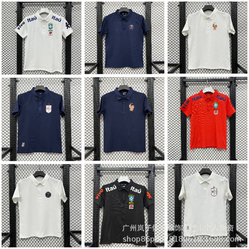Cross-Border 2627 National Team Football Uniforms Spain Polo Shirt Paris T-Shirt France Brazil Football Uniforms Cross-Border 2627 National Team Football Uniforms Spain Polo Shirt Paris T-Shirt France Brazil Football Uniforms