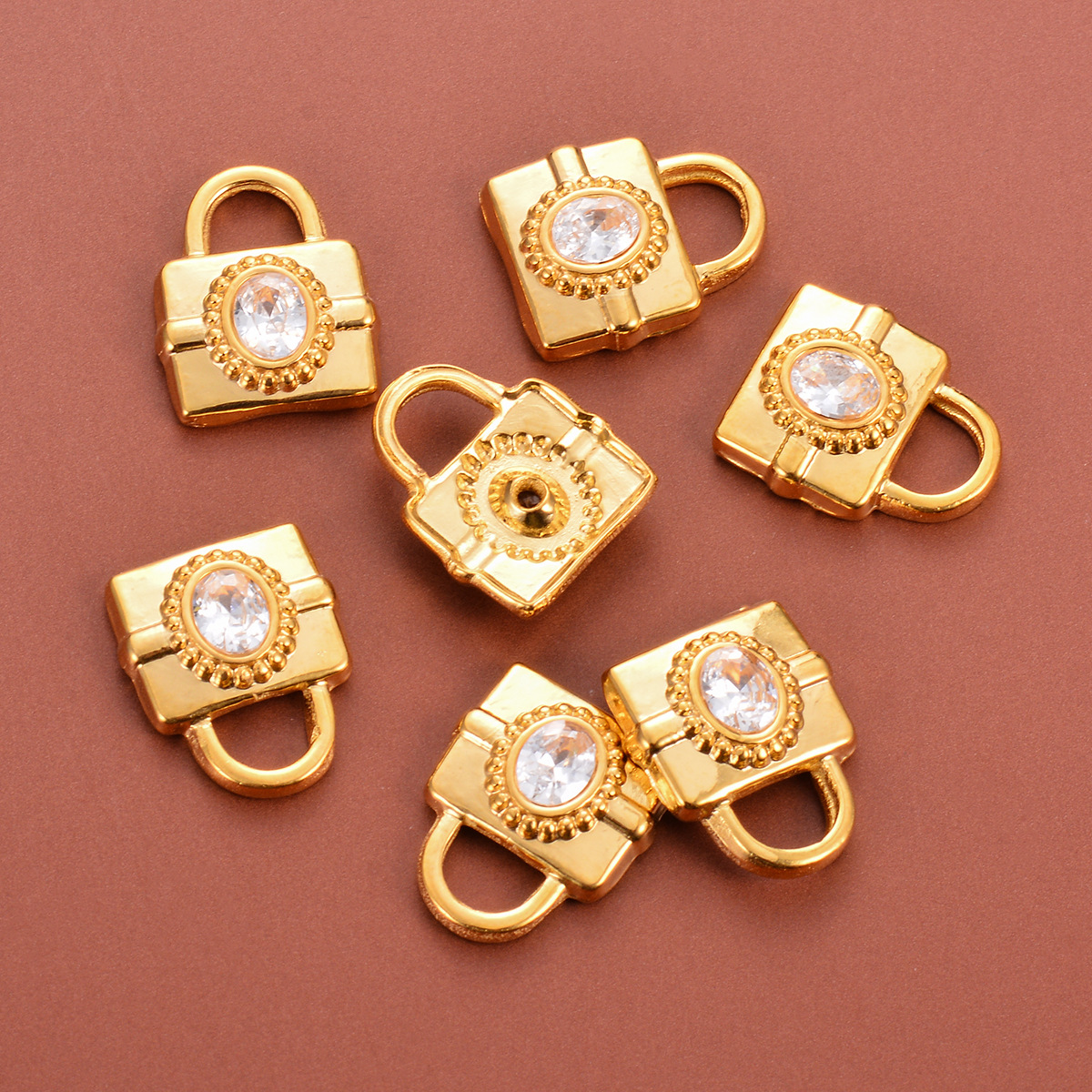 304 Stainless Steel Material 5 PCS/Package 304 Stainless Steel Zircon Bag Polished Pendant