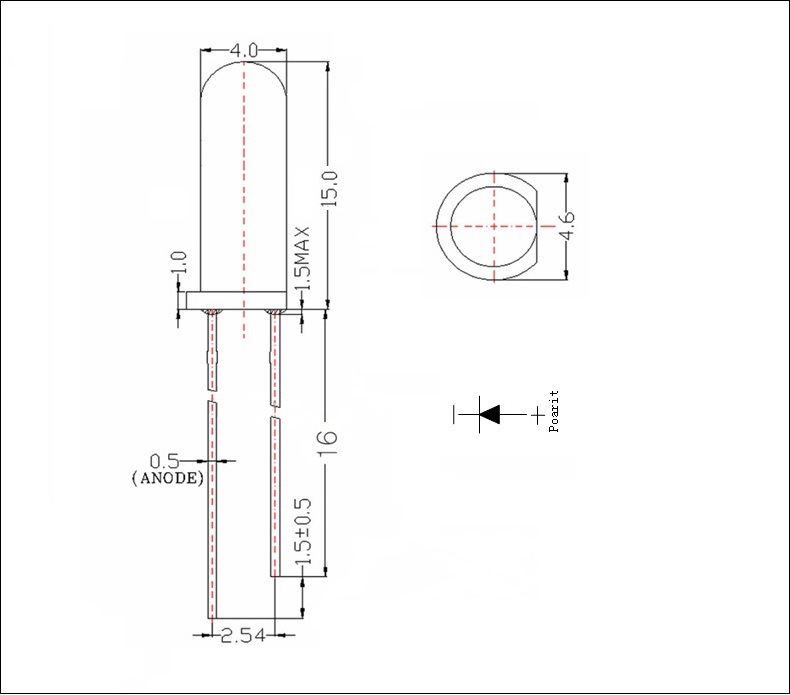 东莞4mm长圆头有边雾状蓝发蓝光led灯珠f4高胶体高亮蓝色蓝灯插件灯珠生产厂家