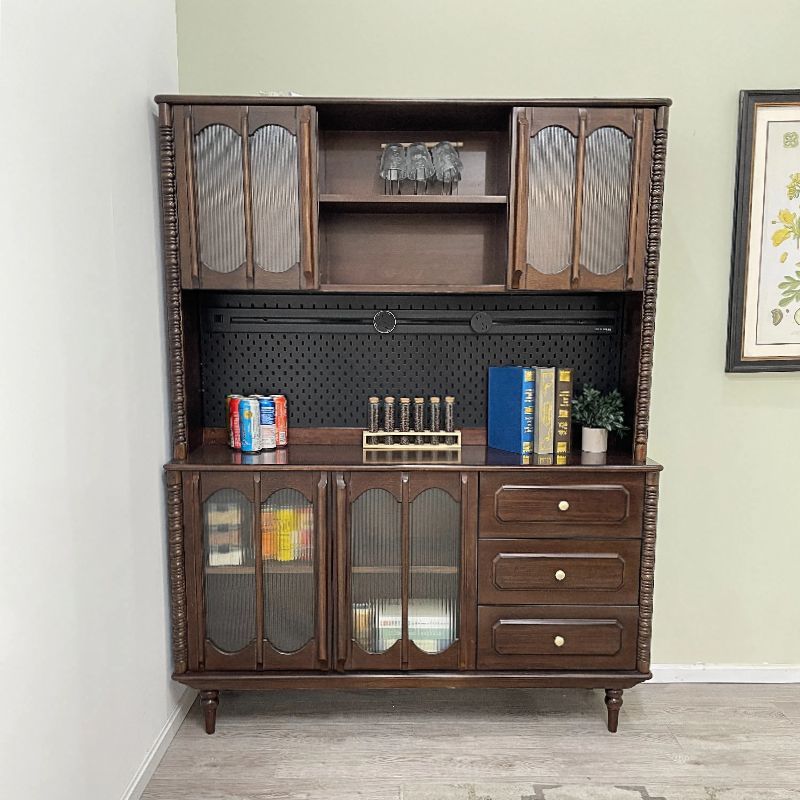 French Retro Sideboard Pure Solid Wood Mid-Century Style Restaurant Cupboard Multi-Functional Tea Storage Storage Coffee Wine Cabinet
