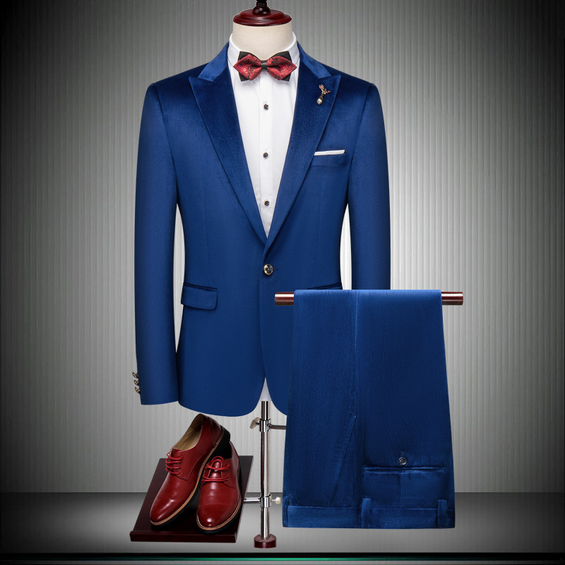 Foreign trade plus-size vintage Korean-style casual wedding suit for men, two-piece set, middle-aged business suit, wish suit Foreign trade plus-size vintage Korean-style casual wedding suit for men, two-piece set, middle-aged business suit, wish suit
