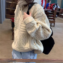 现 韩国设计师thebarnnet八奶半高领麻花毛衣韩系女fever博主同款