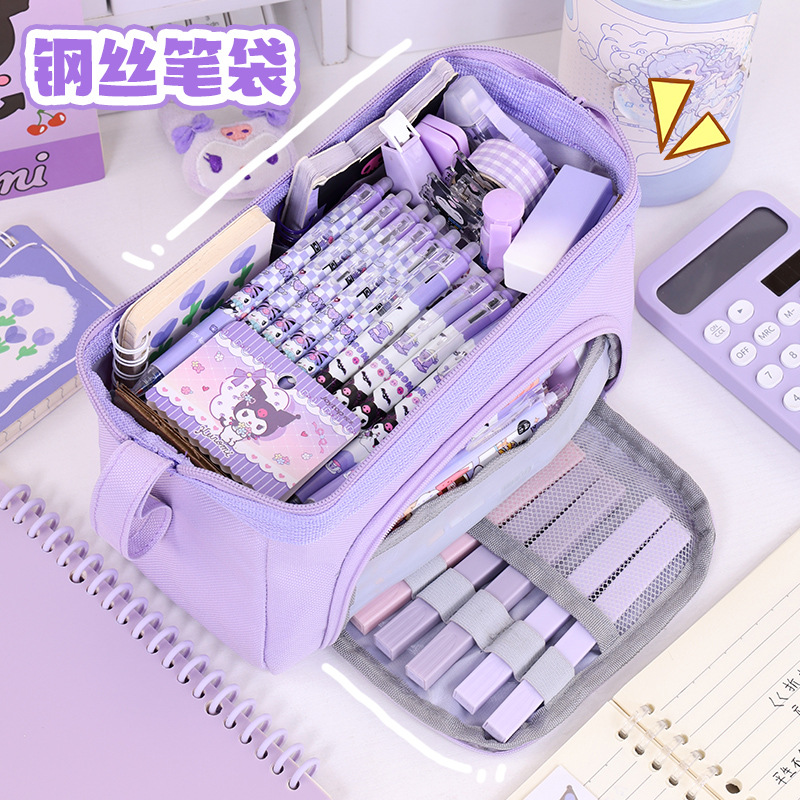 Temporada escolar jardín de infantes bolsas de lápiz multicapa de gran capacidad caja de papelería portátil multifuncional simple caja de lápiz de estudiantes