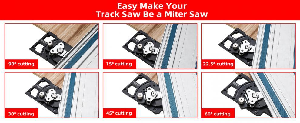 Easy to make your track saw be a miter saw and support -60° to 60° repeat cutting.