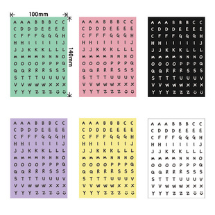 9MM color ins style Journal girl's heart journal material color black and white English letter stickers