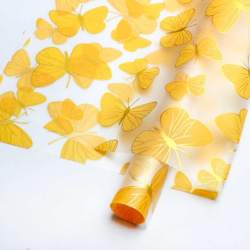 Flor de oro mariposa flor de papel de embalaje ramo diy regalo floral paquete floral flor flor floral floral floral florista papel de vidrio
