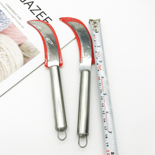 Round handle steel curved knife stainless steel fruit pineapple knife household kitchen fruit vegetable peeler pineapple knife wholesale