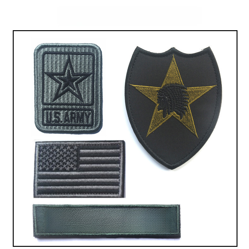 (2개) USARMY ARMY ARMBAND 위장 유니폼 4 피스 완장 가슴 자수 벨크로