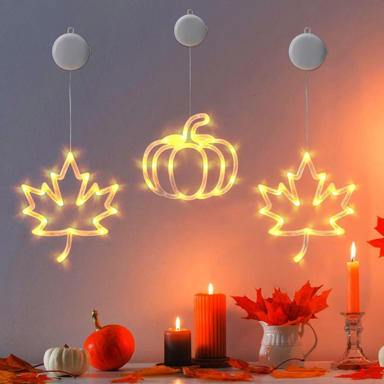 定制跨境感恩节吸盘灯氛围灯南瓜灯装饰品发光挂饰挂件室内灯串