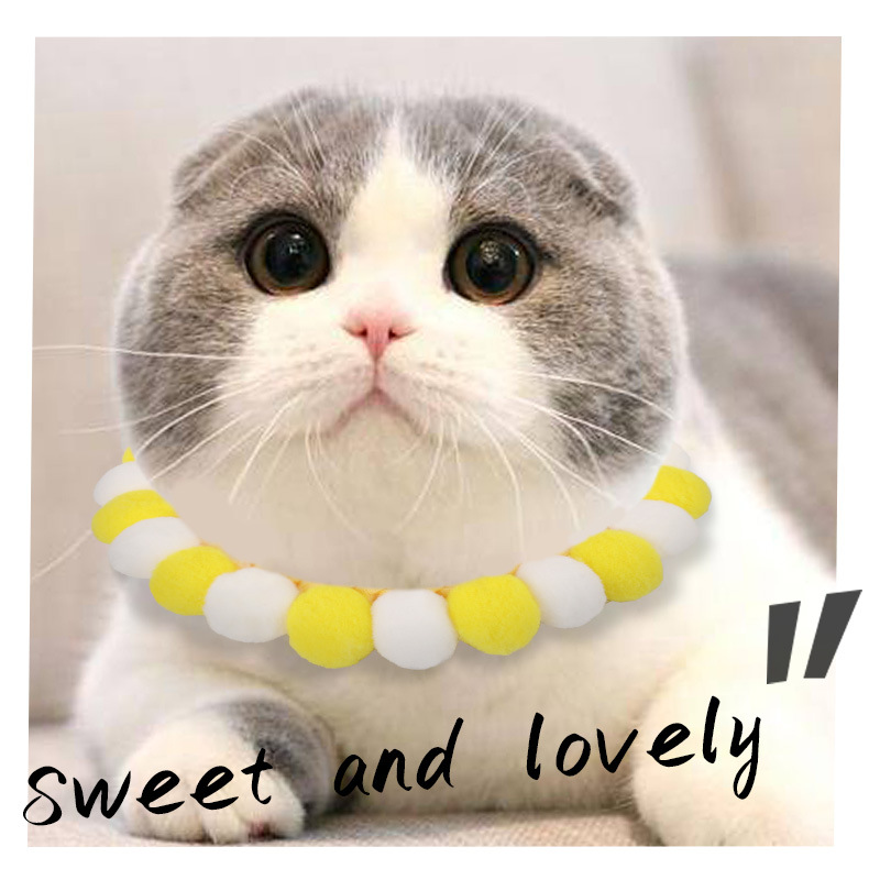 Productos para mascotas Amazon nuevo collar de gato de punto accesorios para mascotas collar de pelo collar de flores puff