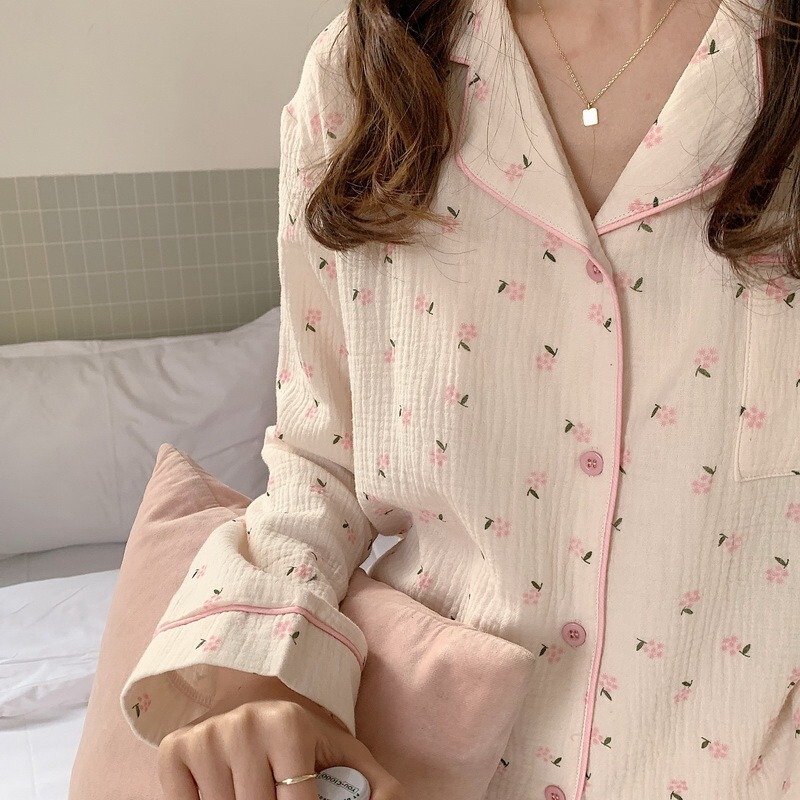 Pajamas for Women Spring & Fall 2025 New Style Comfortable Long-Sleeved Sweet and Cute Floral Japanese Style Thin Home Wear Set