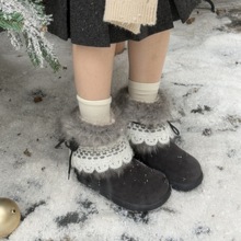 冬季厚底雪地靴女复古加绒可爱森系毛毛筒增高小众保暖棉鞋毛毛靴