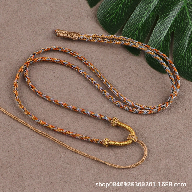 Jade Pendant Hanging Rope Handmade DIY Necklace Rope Ethnic Style Adjustable Rope Section Dyed Braided Pendant Rope for Men and Women