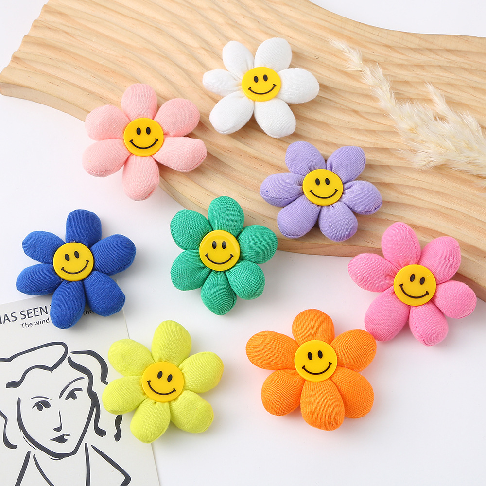 Pastoral Style Fabric Cotton-filled Smiley Sunflower Brooch Pin Girl's Bag Accessories DIY Accessories Garment Accessories