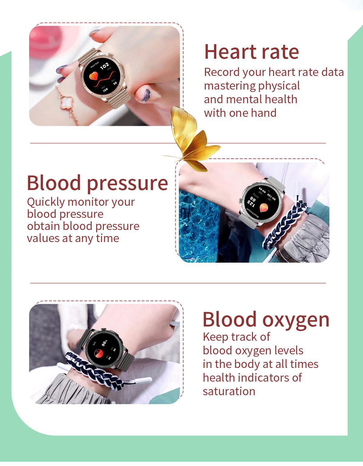 New V65 smartwatch, AMOLED screen, waterproof, smart reminder, Bluetooth, sports watch, ladies' bracelet undefined