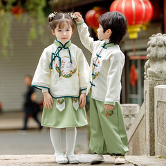 男童唐裝秋冬加絨新中式小少爺漢服古裝2023新款中國風過年拜年服