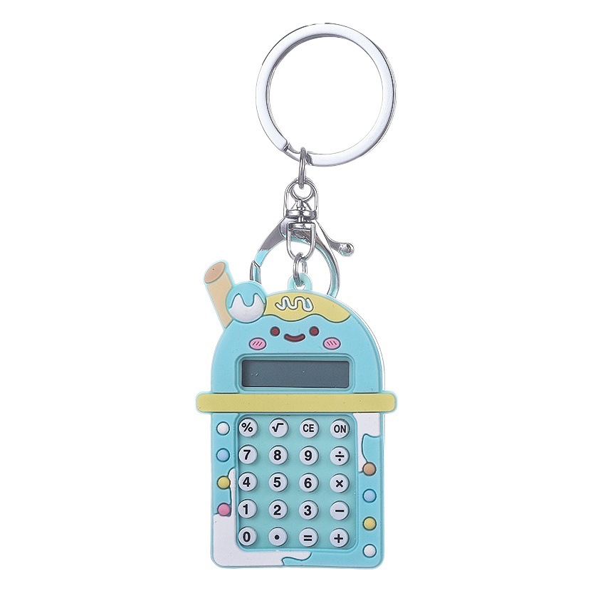 Creativa leche taza de té calculadora llavero exquisito coche llavero estudiante mochila colgante garra máquina regalo al por mayor