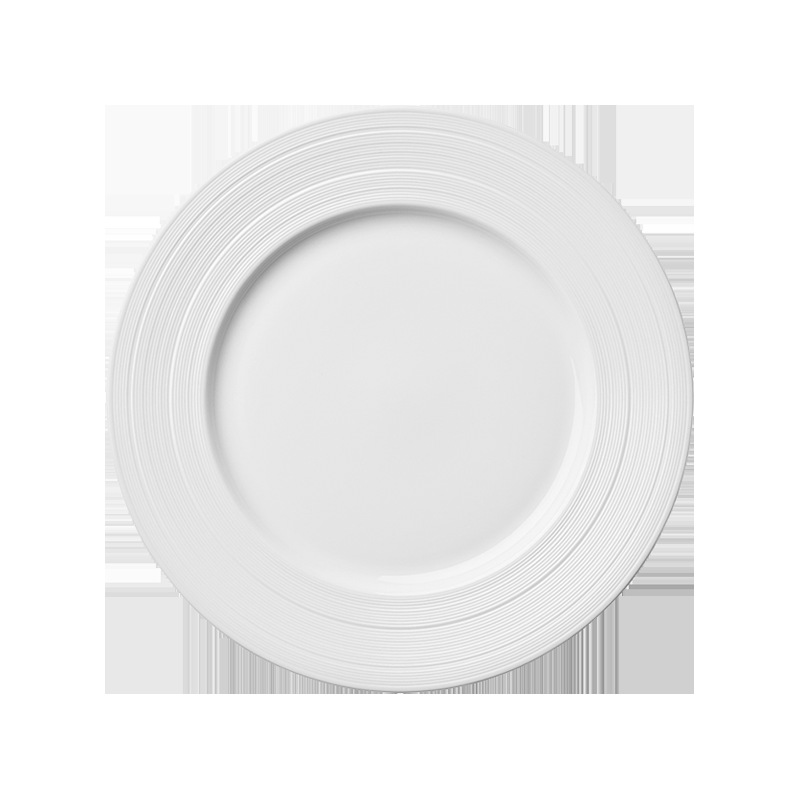Vajilla occidental de cerámica blanca pura de Manhattan, plato para pasta y carne, taza de espresso y platillo de cerámica transfronteriza Lz.