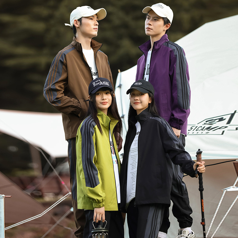 2025 primavera y otoño juego deportivo chaqueta de cuello de pie juego de chaqueta de carga impermeable al aire libre