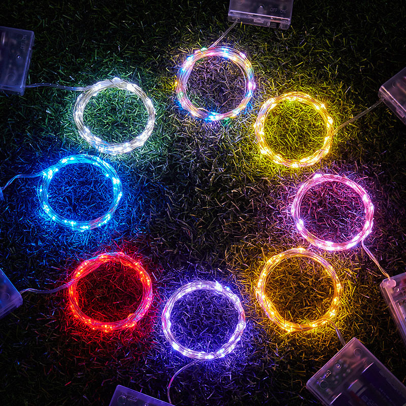 Lámpara pequeña luz de alambre de cobre usb luz intermitente luz de cadena led luz de cadena de luz de alambre de cobre caja de batería AA luz de estrella brillante tira de luz decorativa