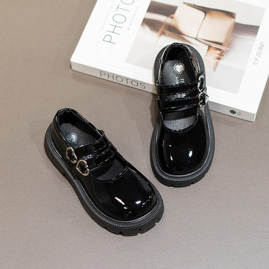 Girls shoes 2024 spring and autumn new children's performance shoes black dance shoes princess shoes big children's shoes wholesale