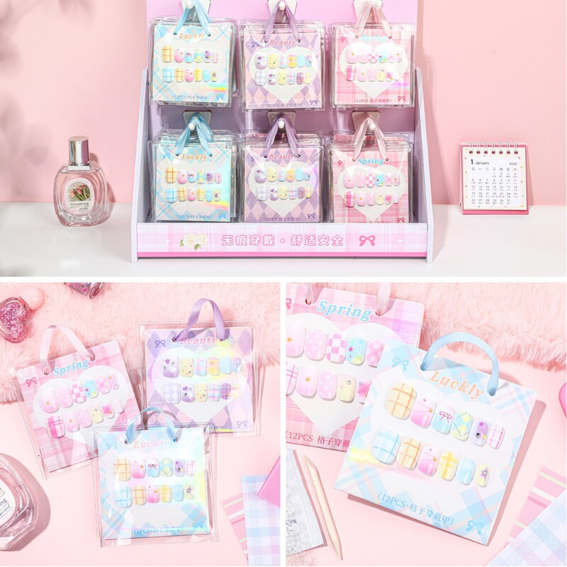 Super Cute Sweetheart Spring Style Wear A Student Nail Patch Pocket High Color Value Fashion Removable Nail Art