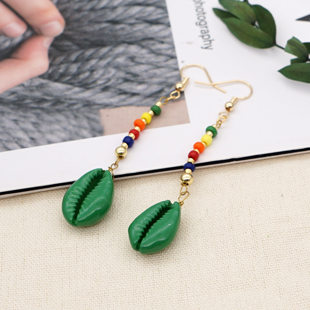 Bohemian Shell Colorful Bead Earrings display picture 12