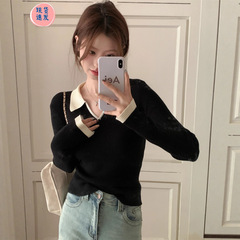 秋冬2025新款法式别致Polo领毛衣高级感内搭针织打底衫女上衣长袖