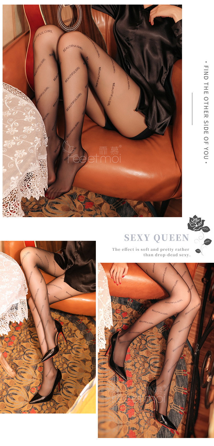 Feimu Women’s Open-Crotch Sheer Stockings, Long Tube Black Hosiery, One Size — detail image 38