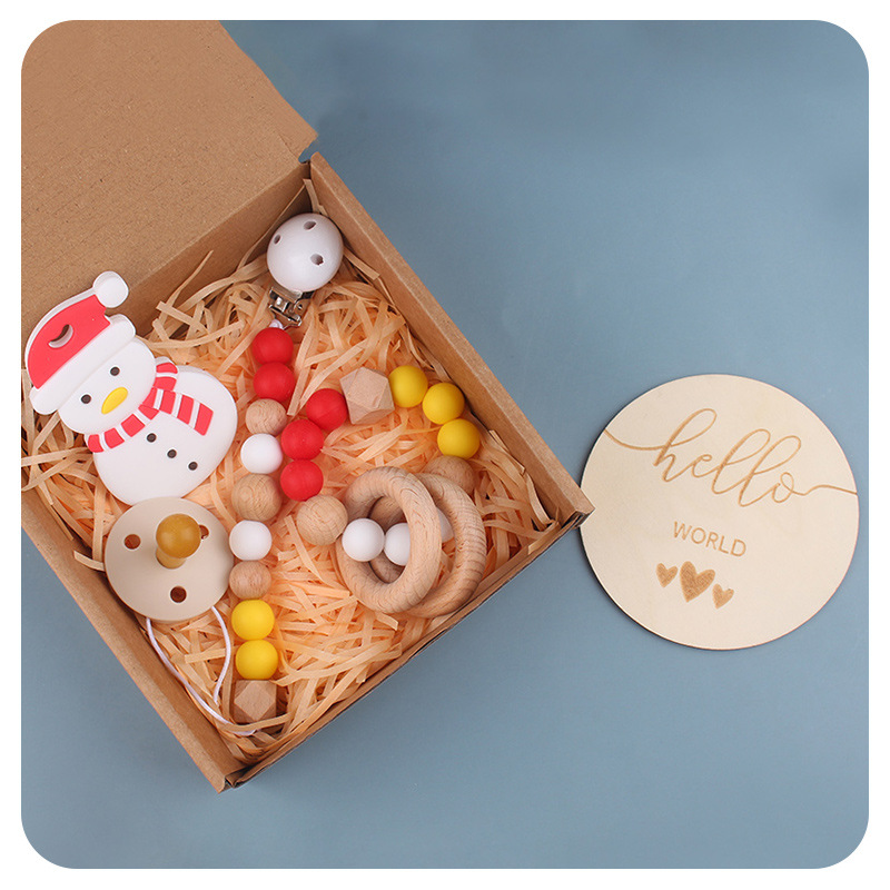 Nuevo bebé caricatura de silicona Navidad creativa Navidad Baby pacifier cadena de tetas set de cinco piezas