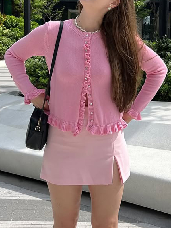 迪芸欧美休闲度假风纯色毛织纽扣长袖上衣毛衣女装2025秋冬亚马逊|undefined
