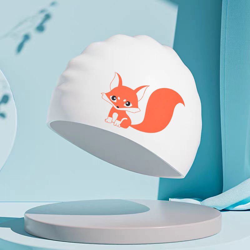 Sombrero de baño de silicona para niños adultos dibujos animados impresión de animales impermeable para hombres y mujeres cabello largo protector de orejas no estrangulación de la cabeza