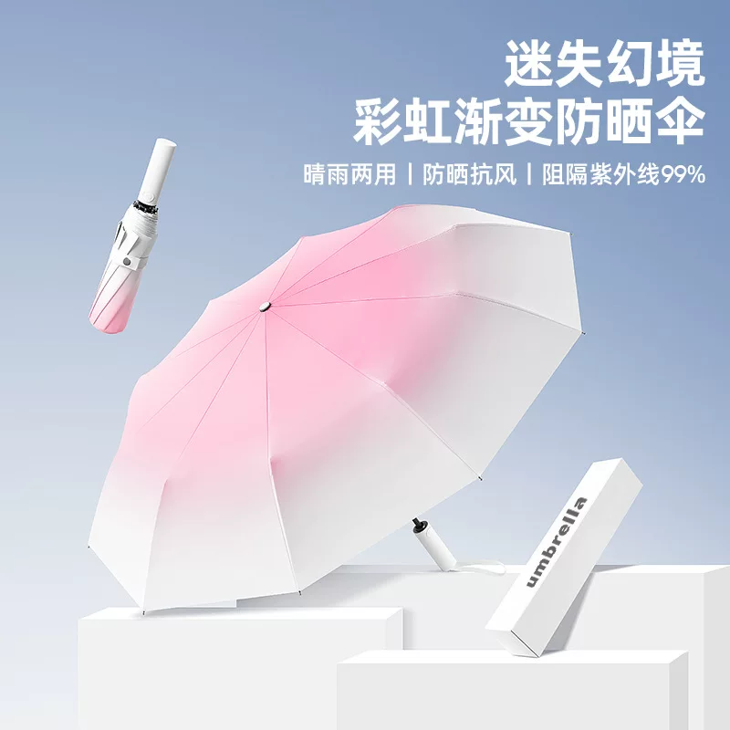 Automatic Gradient Umbrella, sun protection & wind-resistant, 8/10/12-rib options