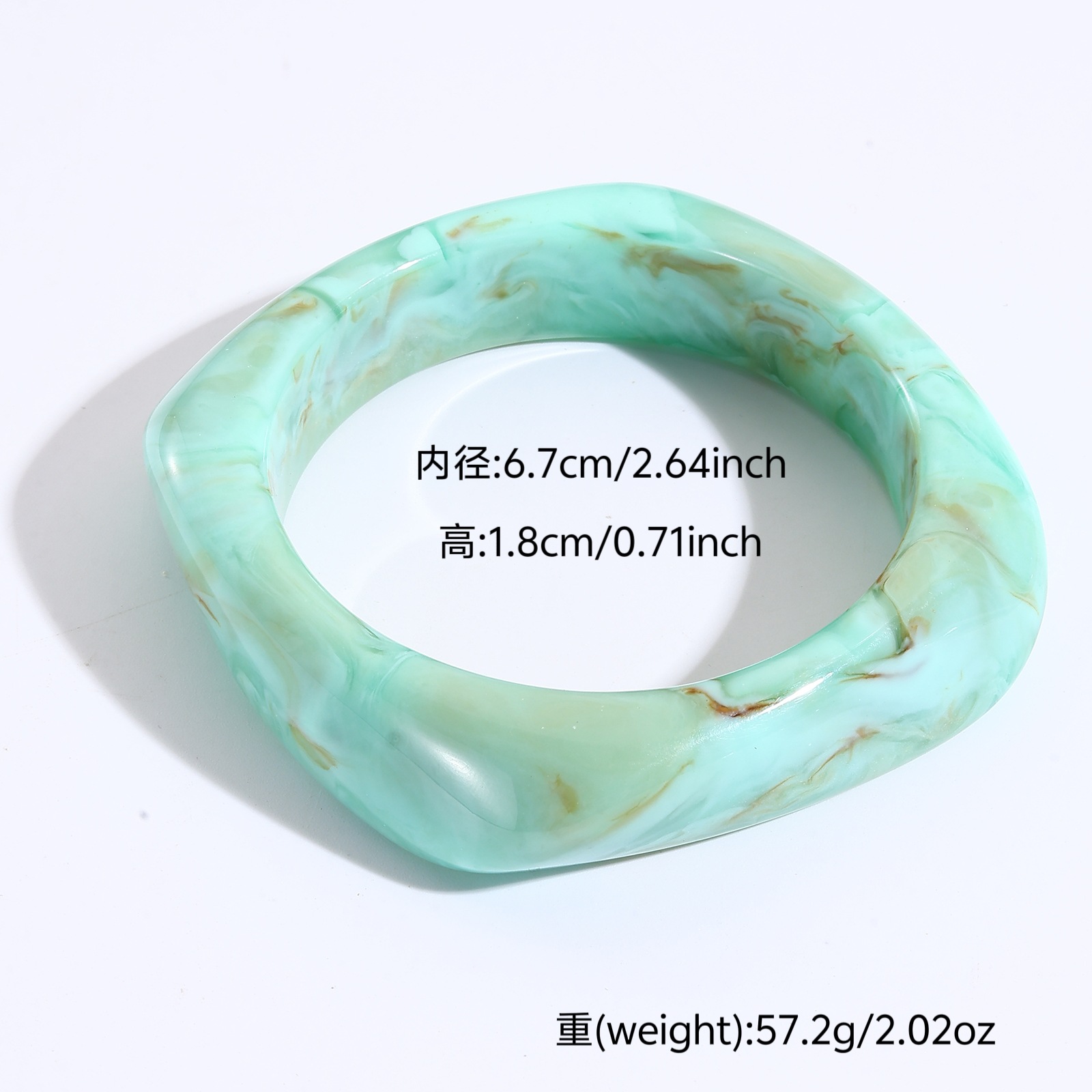 Europa y América de moda translúcida elíptica ancha joyería macarón chica retro pulsera de resina alta sensación al por mayor