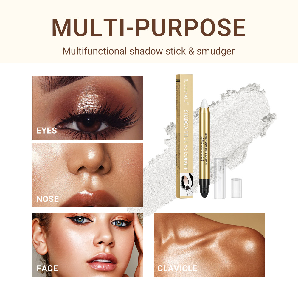 ibcccndc pearlescent eyeshadow stick with brush head, high-gloss earth Eyeshadow pen, double-headed eyeshadow stick undefined