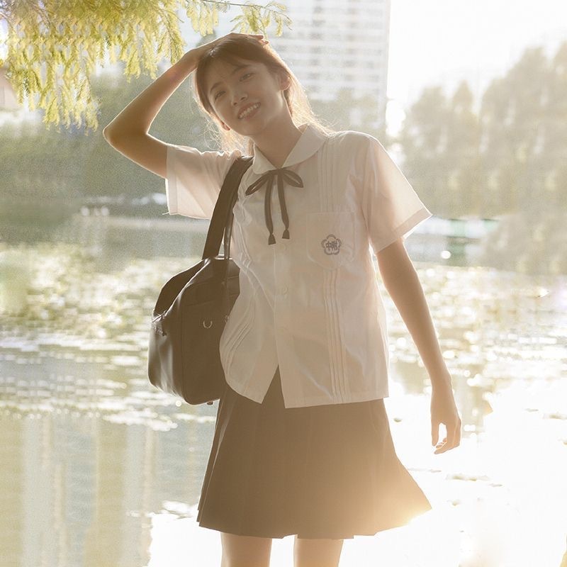 台湾学生服セット中学生 JK 制服白シャツアコーディオンプリーツ高校カレッジスタイル卒業クラス制服夏|undefined