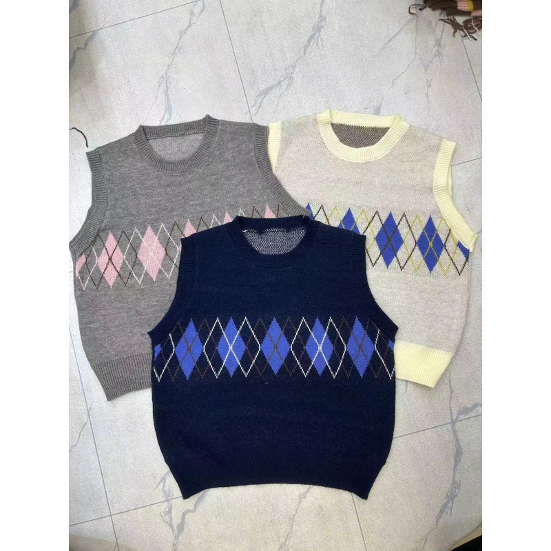 24 invierno Puyuan collar fz personalidad Jacquard chaleco de mujer 2024 nuevo estilo redondo