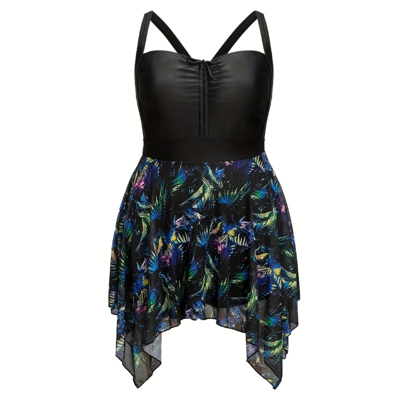 Traje de baño para mujer suelta talla grande traje de baño de una pieza con estampado de moda estilo occidental autocultivo conservador que cubre el vientre gordo MM traje de baño de aguas termales