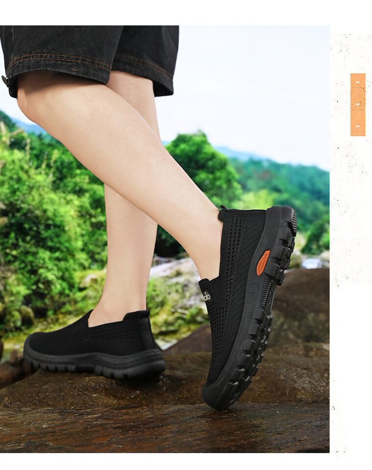 Giày nam lưới thoáng khí chân bè đế mềm chống trượt, kiểu giày lười cổ thấp — Màu nâu cà phê, màu xám, màu đen chi tiết 24