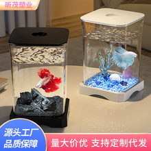 斗鱼缸家用客厅小型金鱼缸办公桌书桌观赏小鱼缸桌面造景生态养鱼