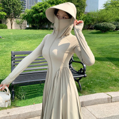 防晒衣女夏季新款长款连衣裙防紫外线冰丝长裙全身防晒服罩衫