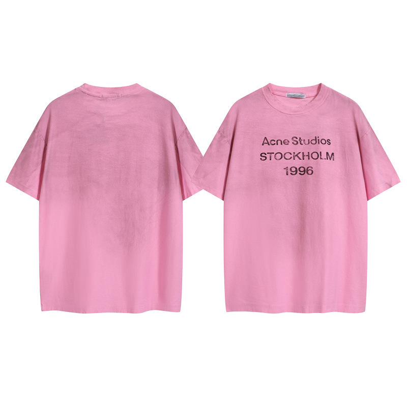 クロスボーダーの潮牌AC1996は古いアルファベットの半袖のゆったりしている男女のカップルのtシャツの丸首のカジュアルな半袖のシャツをつぶします。|undefined