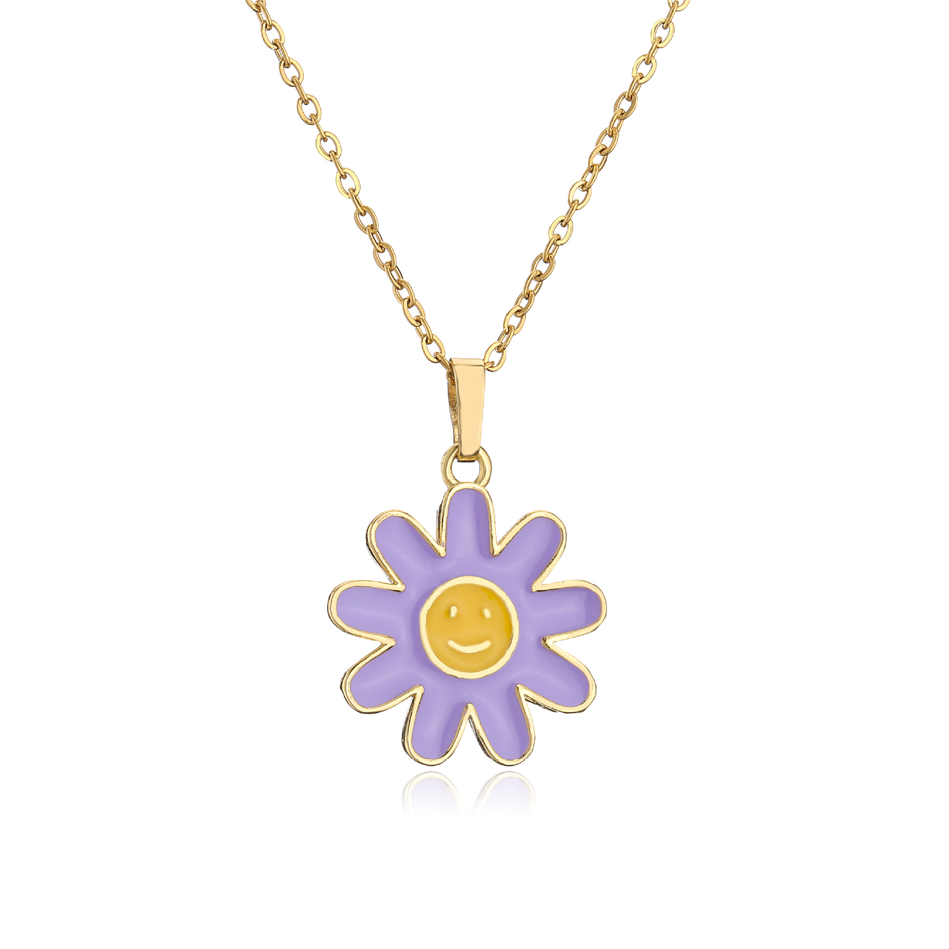 Sweet Flower Copper Pendant Necklace Stoving Varnish Copper Necklaces