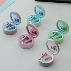 新品TWS-K2时尚渐变色带电显镜面耳机礼品收纳盒耳机 马卡龙少女
