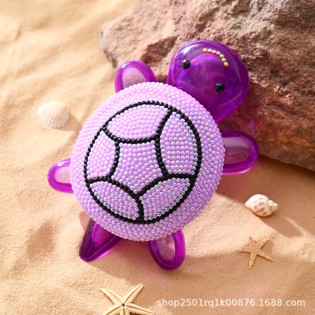 17 cm Diamante de puntos Tortuga grande Luminoso Paquete de material hecho a mano Nuevo lindo almacenamiento de tortuga Juguetes de decoración de tortuga pequeña