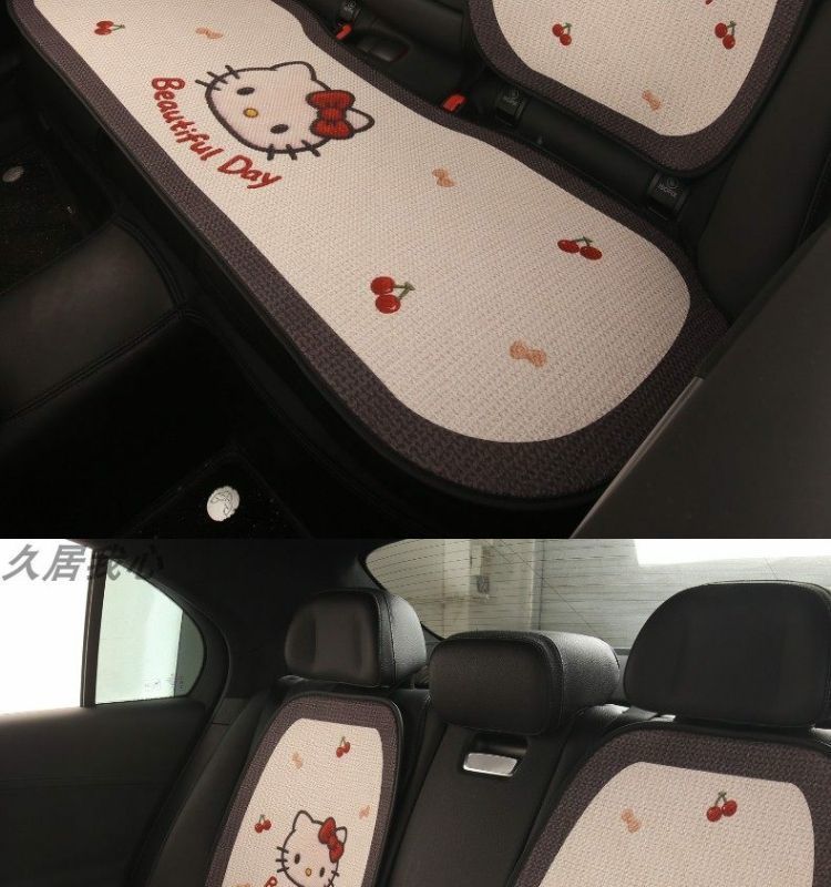 Car Seat Cushion, Universal for All Seasons, Breathable Kt Cat Seat Cushion, New Half-Cover Seat Cover, Cute Cartoon Single-Piece Seat Cover