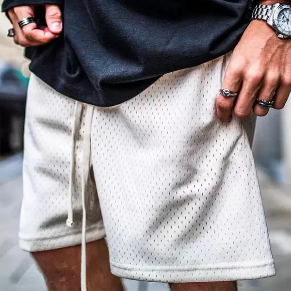 American Double-Layer Mesh Breathable Shorts Trendy Brand Fitness Sports Loose Men's Shorts Cross-Border High-Quality Supply