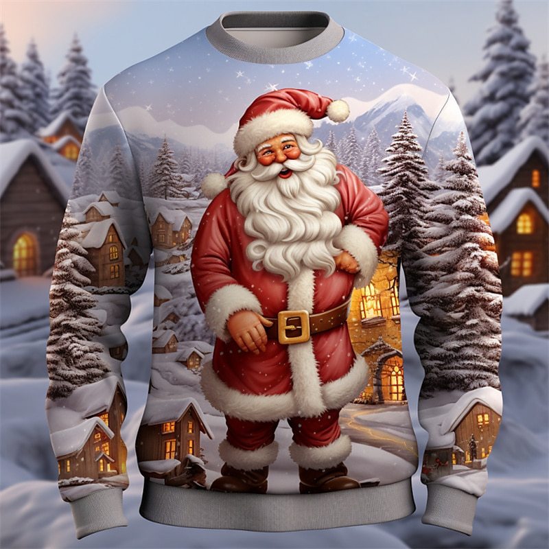 Fashionable Santa Claus 3D Printed Round Neck Pullover, Fashionable And Fun Men's Hoodie_voghion.com